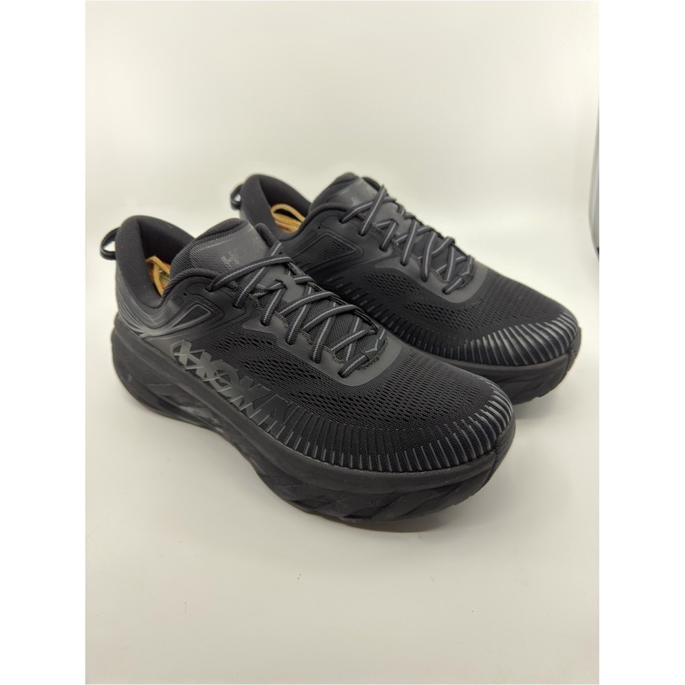 Hoka Bondi 7 Running Shoes Mens 12.5 2E wide Black Excellent Cushioned Sneakers
